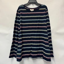Style & Co Womens XXL Industrial Blue Striped Long Sleeve T Shirt Top NWT K35