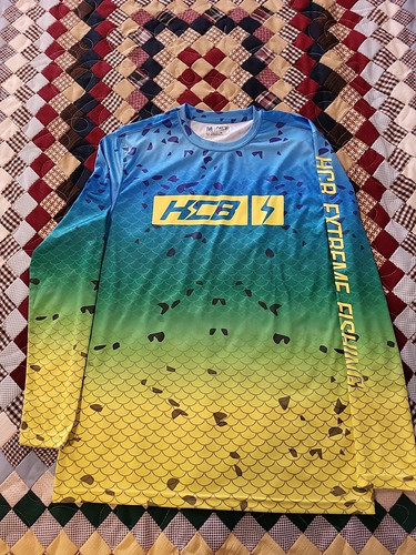 Ropa deportiva de protección solar media HCB Apparel Extreme Fishing Team GR BL Y para hombre
