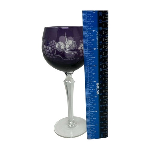 Set 6 Bohemian Czech Cut to Clear Crystal Hock Wine Glasses Goblet 7 1/4" Color - Picture 2 of 23