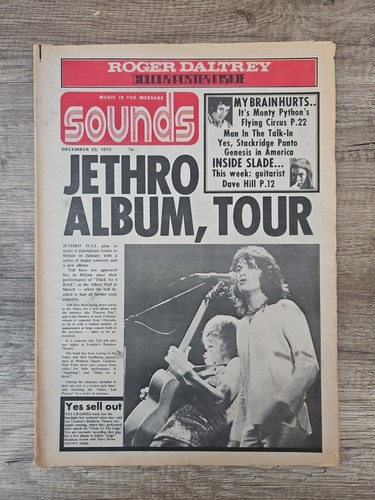 Sounds Newspaper December 23rd 1972 Jethro Tull Cover The Who Poster - Picture 1 of 6