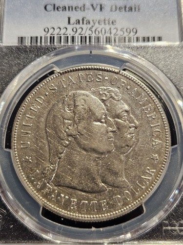 1900 $1 LAFAYETTE COMMEMORATIVE SILVER DOLLAR PCGS Cleaned - VF DETAIL - Picture 3 of 5