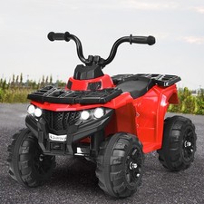 HoneyJoy 6V Battery Powered Kids Ride On ATV 4-Wheeler Quad w/ MP3 LED Light Red