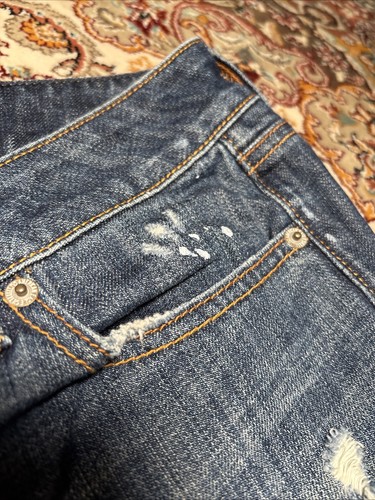 American Shorts Womens 8 Blue Denim Cut Off Eagle Distressed Marks All Over - Picture 3 of 14