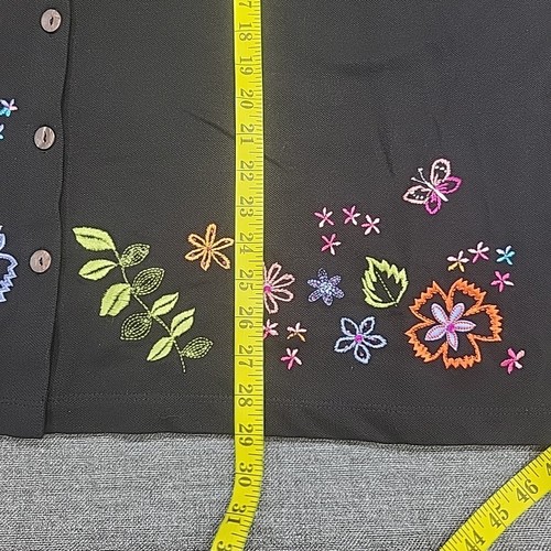 CST Sport Womens Dressy Top with Embroidery 3X Plus Size Black Button Shirt - Picture 3 of 11