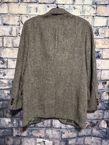 Harris Tweed Gray Vintage Excellent Wool Two Button Blazer Jacket 40R - Picture 2 of 7