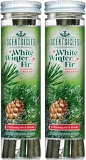 White Winter Fir Scented Christmas Tree Ornaments - 2 Bottles (12 Sticks Total)