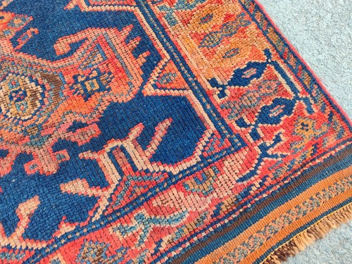 Navy Antique rug 3x11, Vibrant Turkish runner 3x11 vintage, Heriz rug, Herki rug - Picture 1 of 14