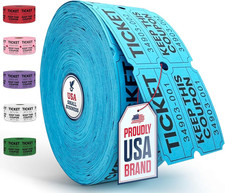 2000 Pcs 1000 Pairs Raffle Tickets Double Roll, 50/50 Blue Raffle Tickets for