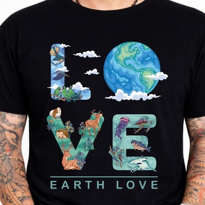 Love Earth Tee Earth Day Natur Wildtiere Tiere Umwelt Öko Grafik Shirt.