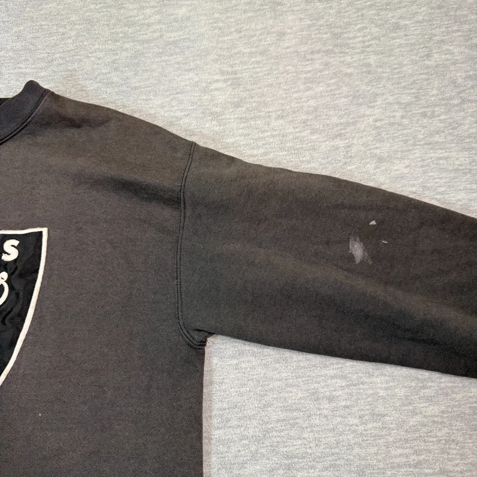 Nutmeg Sweatshirt Mens Large Black Raiders NFL Crewneck Vintage Made USA - Image 4 of 4