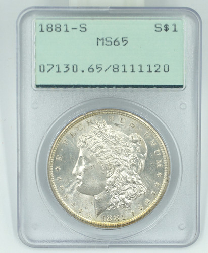 1881-S PCGS MS65 Morgan Silver Dollar Rattler Holder 