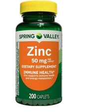 Spring Valley Zinc Supplement Caplets for Immune Health 50 mg 200 Count