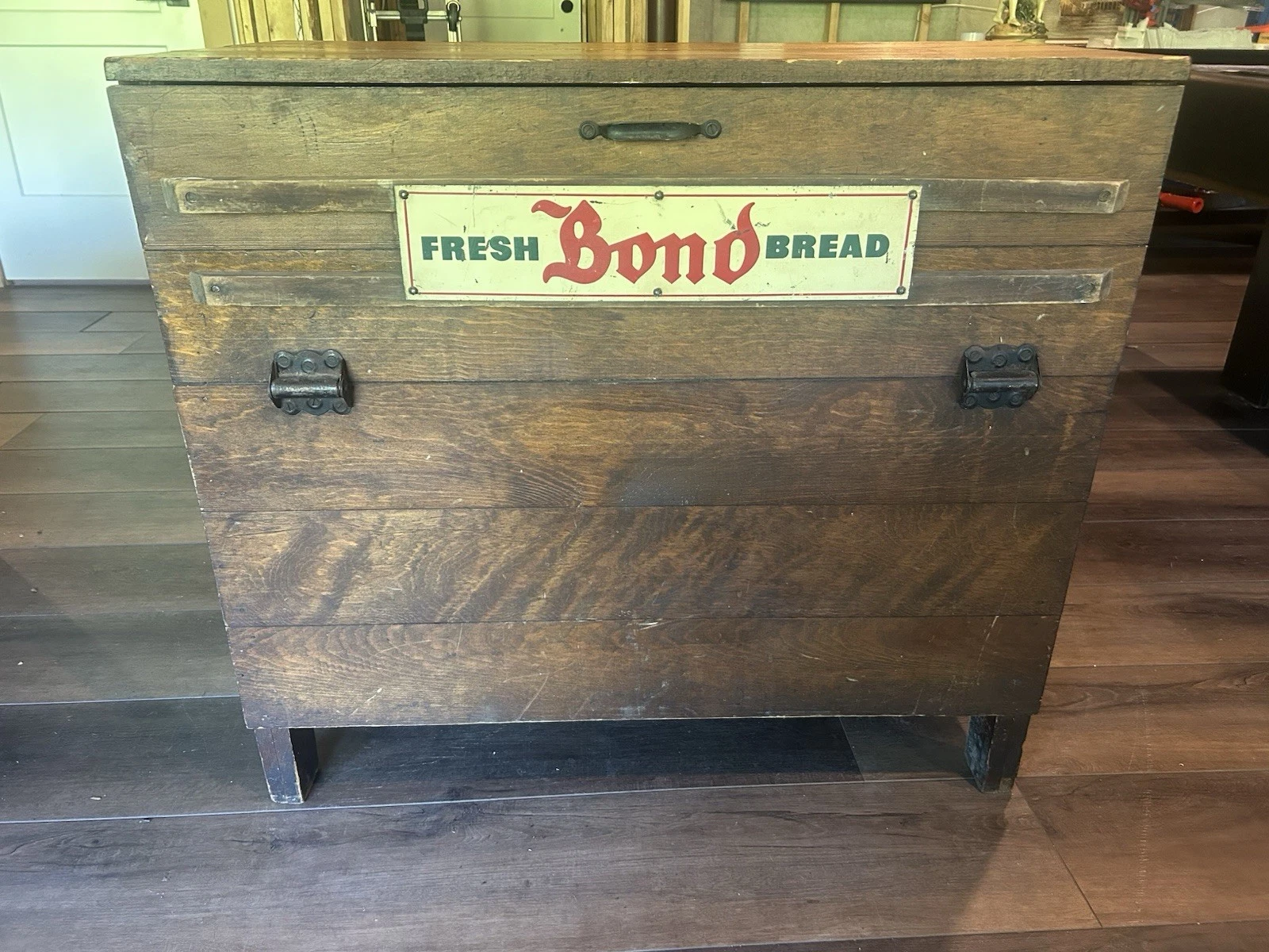 Vintage Antique Bond Bread Wooden Delivery Chest Crate 18x36x33” Fresh Bread