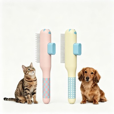 2Pcs Pet Comb Set for Cats Dogs, Flea Comb with Long & Short Stainless Steel ...