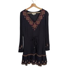 Idyllwind Miranda Lambert Tiered Mini Dress L Black Southwest Western Whimsigoth