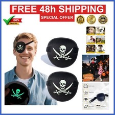 Pirate Eye Patch - 2 Pcs Adjustable Black Eye Patches for Adults