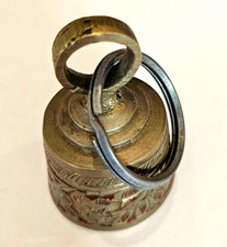 Small Metal Floral Patterned Decorative Bell w/ Handle Keychain - 2"