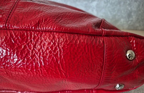 Jaeger Patent Leather Cherry Red Bag Shoulder Or Tote Bag - Picture 5 of 24