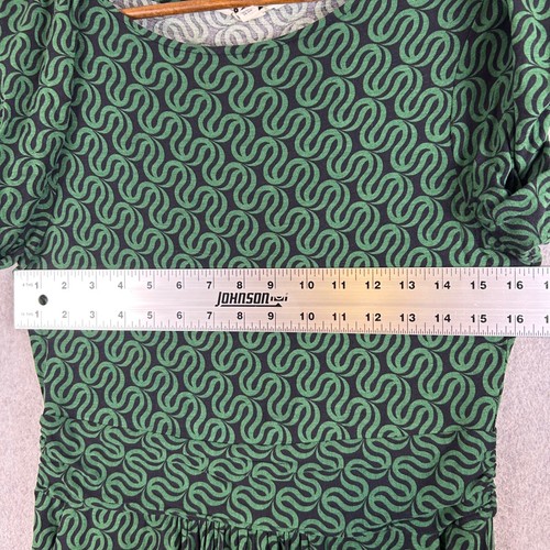 Boden Abigail Jersey Dress Women's 8 Green Geometry Slant Pockets A-Line Comfy - Picture 6 of 12