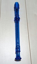 German-style Blue Soprano Recorder, Clear Plastic, 3-piece, Used OOB