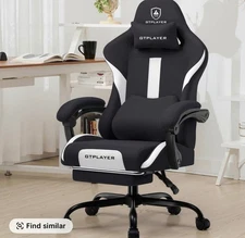 GTPLAYER Gaming Chair with Footrest, Fabric Office Chair with Pocket Spring Cush