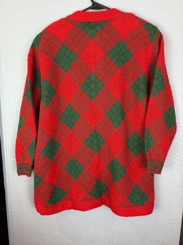 Vintage Maggie Sweater Womens Medium Cardigan Wool Italy Holiday 80s 90s - Picture 8 of 15