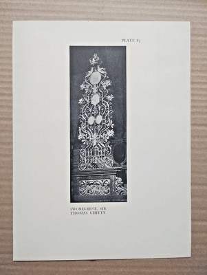 Sword Rest, Sir Thomas Chitty, All Hallows by the Tower - Antique Print - 1929