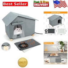 Extra Large Heated Cat House for outside in Winter, Elevated Outdoor Cat House W