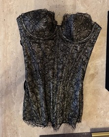 Rare Agent Provocateur Metallic Eyelash Lace Corset BNWT Size AP2