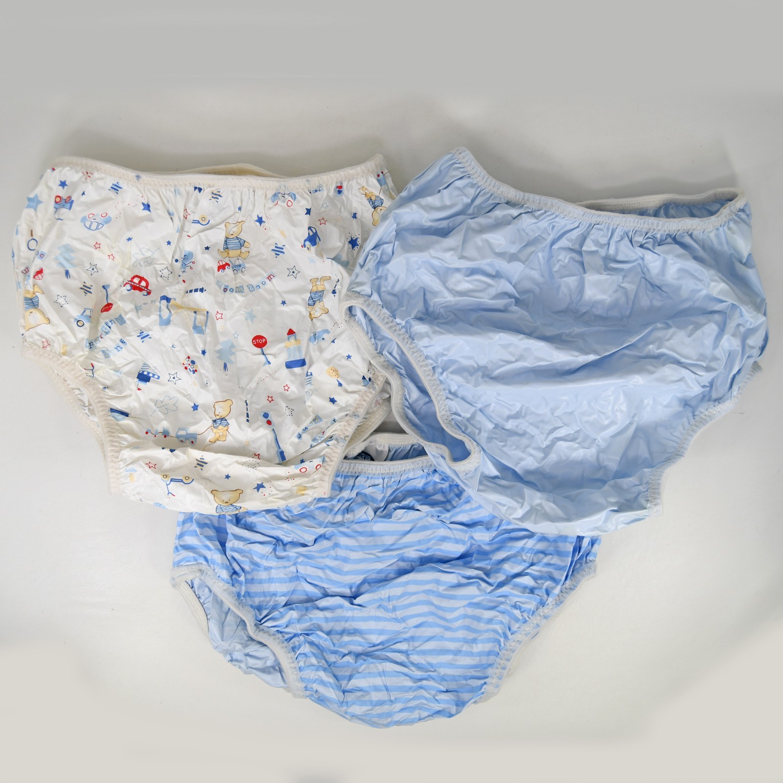 VTG Gerber Baby Blue Teddy Bear Print Vinyl Plastic Training Pants 3T 28-32 lbs