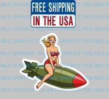 Sexy Pinup Girl Bomber Pin Up Decal Sticker Helmet Hard Hat Bumper Toolbox E
