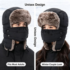 Trapper Hat Faux Fur Winter Hat Water-Resistant Hunting Ushanka Skiing Cap
