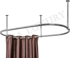 Oval Shower Curtain Rod Free Curtain Rings Ceiling Support for Clawfoot Tub Fre