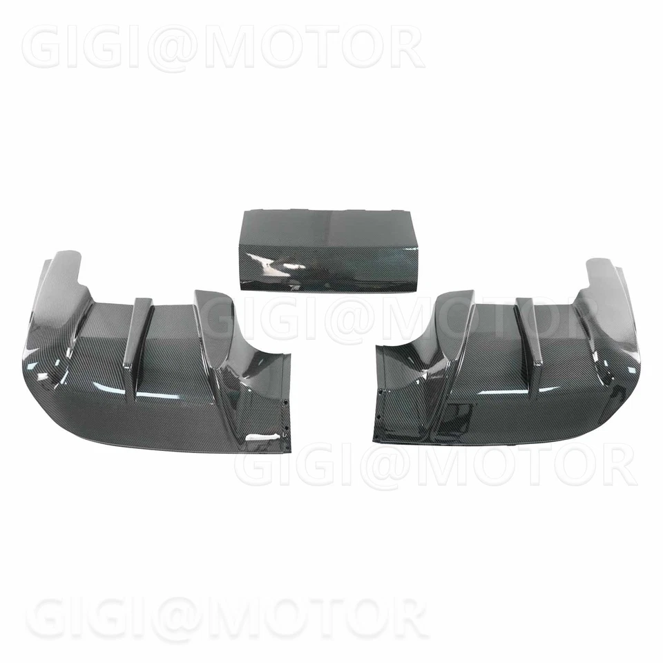 For Chevrolet Corvette C5 1997-2004 Carbon Look Shark Fins Rear Bumper Diffuser - Image 3 of 4