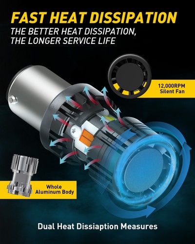 White/Amber 1157 LED DRL Switchback Turn Signal Parking Light Bulbs Build in Fan - Picture 5 of 10