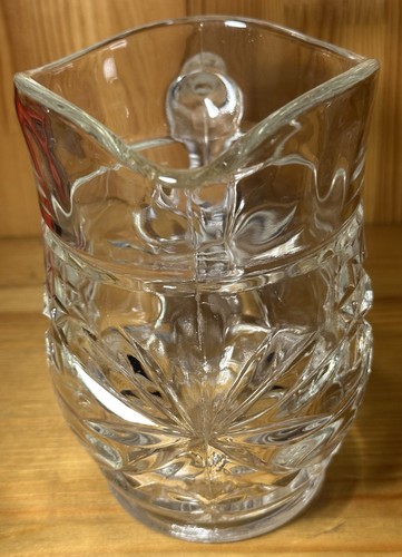 Vtg 1960’s Anchor Hocking Cut Glass Star of David Pitcher Creamer Ribbed Handle - Picture 3 of 11