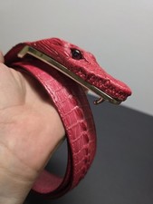 Crocodile-Embossed Calfskin Leather Belt Genuine Leather Alligator Design Sz 38