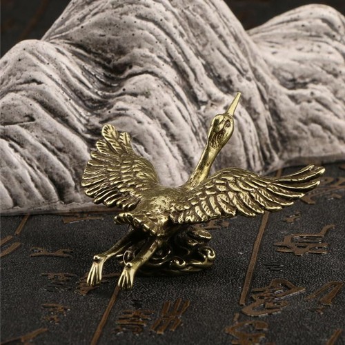 2Pcs Exquisite Handcrafted Copper Crane Sculpture Feng Shui Animal Figurine f... - Picture 5 of 9