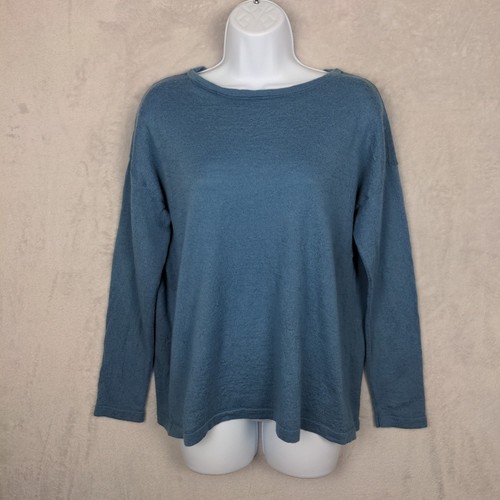Suéter Jill Mujer Azul Medio 100% Lana Merino Pullover Ligero Preppy - Imagen 1 de 9