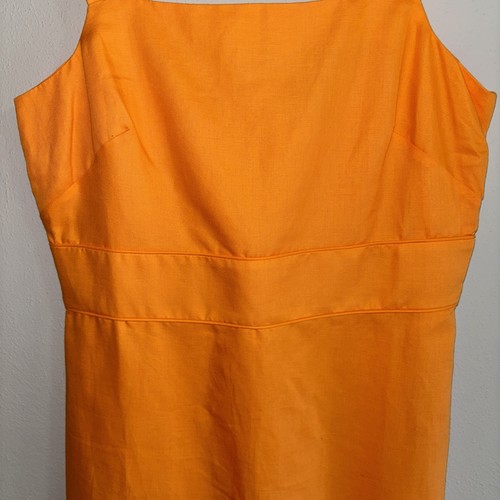 Ann Taylor Größe 8 Leinenmischung quadratischer Ausschnitt ärmellos gefüttert Etuikleid orange - Bild 2 von 11