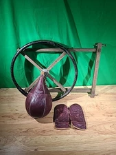 Vintage Wilson Speed Punching Bag And Hang Assembly with Gloves