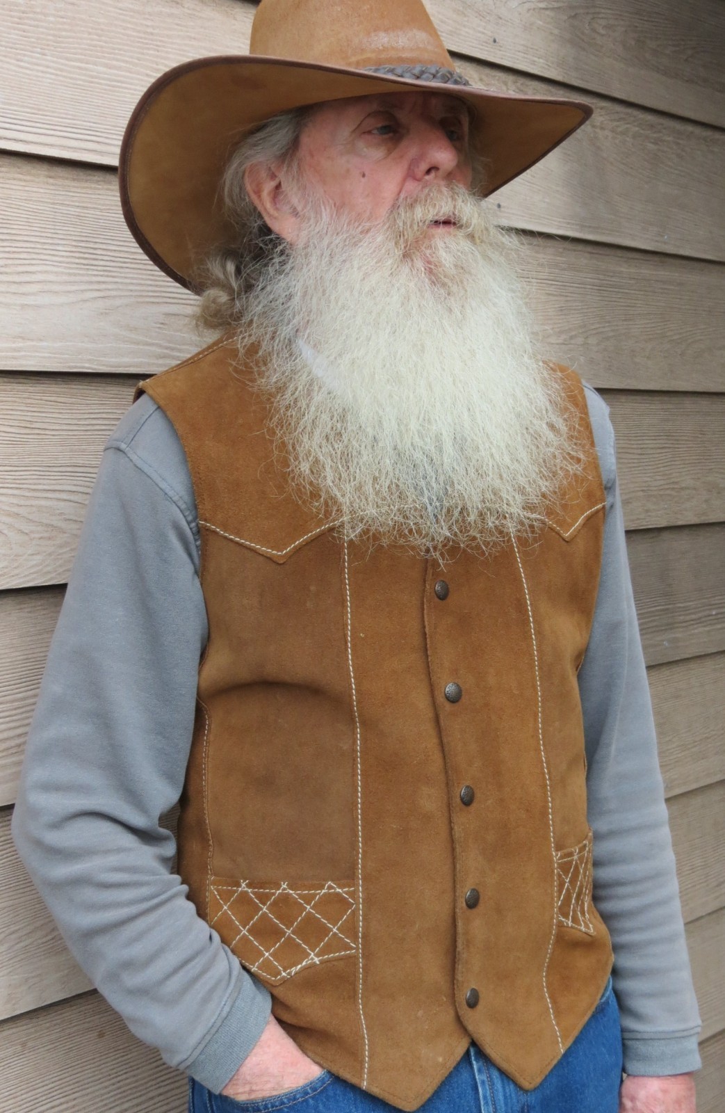 Vintage Pioneer Wear Leather Suede Lined Vest Mens Size 40  US
