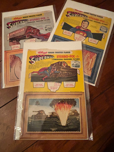 1954 Kellog’s Frosted Flakes Full Set of Superman Stereo-Pix - Scarce