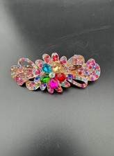 Multicolor Rhinestone Flower Hair Clip Barrette