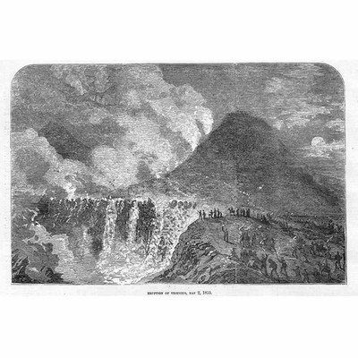 ITALIEN Ausbruch des Vesuvs am 2. Mai - antiker Druck 1855