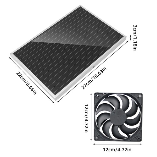 Solar Powered Fan Kit w/ Solar Panel Waterproof DC Exhaust Fan for Chicken Coop - Bild 33 von 42