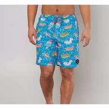 Neff Hot Tub Swim Trunk Shorts Pool Party Blue Size XL