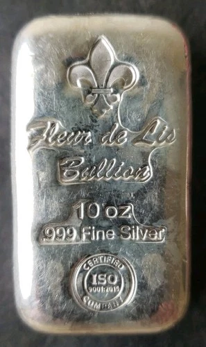Fleur de Lis Bullion 10oz Silver Bar