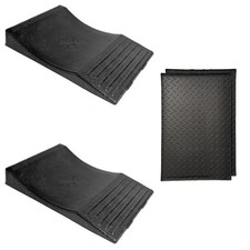 USA Made Extra-Wide-Heavy-Duty Flat-Free Tire Ramps with 2 Thick Mats Pr