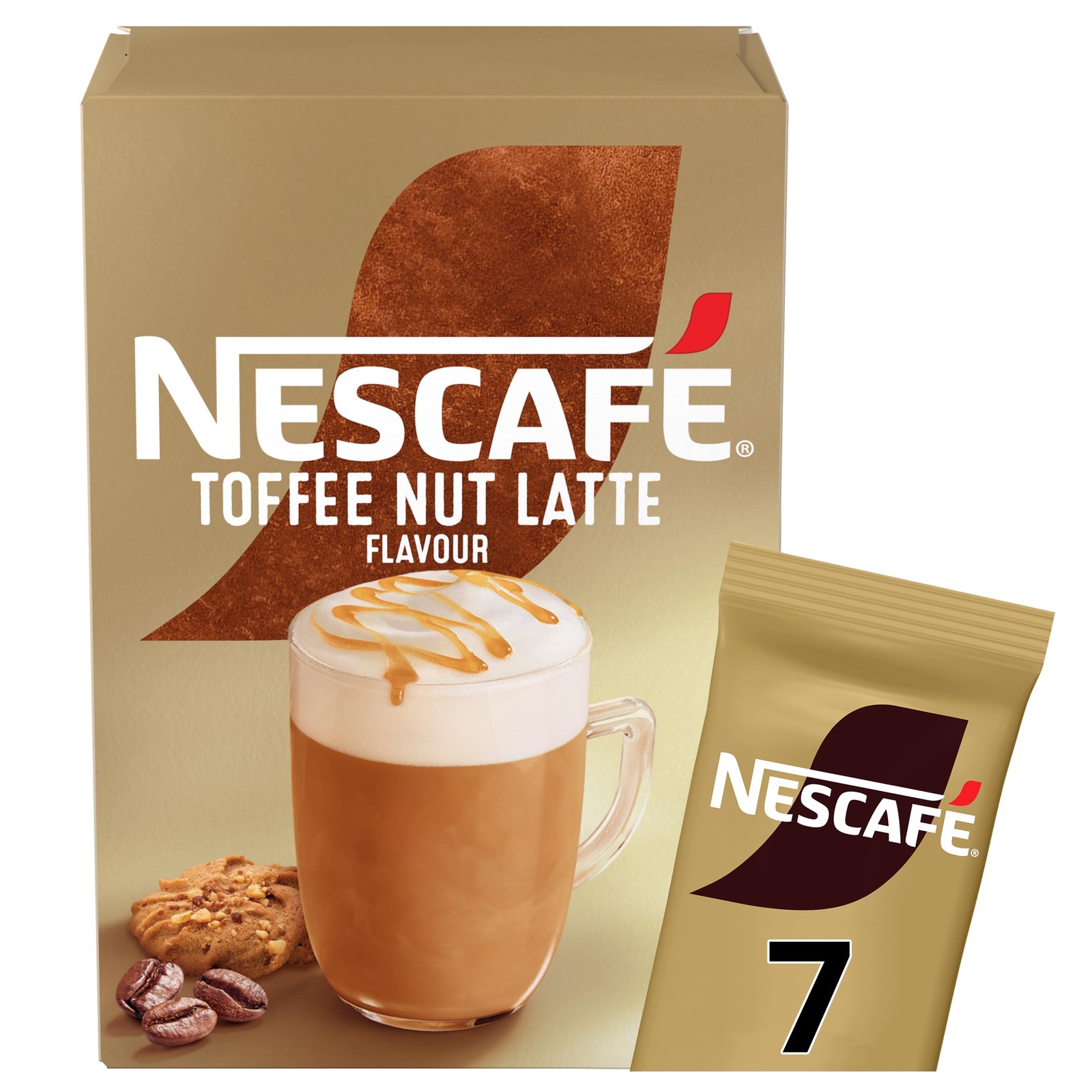 Nescafé Toffee Nut Latte Sachets 7 Pack | Pack of 1 | 78 calories per mug; low fat when prepared; no artificial flavours; suitable for vegetarians - Image 2